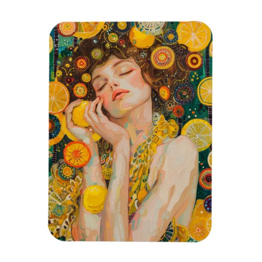 Sweet Lemon Dreams Klimt Style AI Magnet (Vertikal)