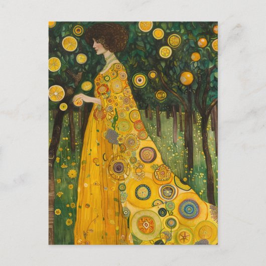Sweet Lemon Trees Woman im Klimt Stil Postkarte (Vorderseite)