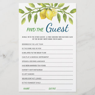 Sweet Lemons & Greenery Chic Brautparty Game