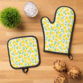 Sweet Lemons Leaf Muster Ofenhandschuh & Topflappen-Set (Oben Unten)
