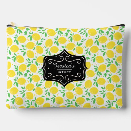 Sweet Lemons Leaf Muster Personalisiert Zubehörtasche (Vorderseite)