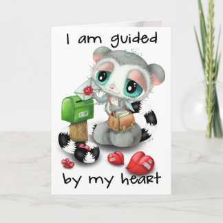 Sweet lemur posting love letters - Guided by heart Karte
