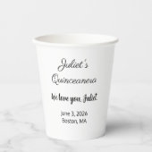 Sweet Letters: Black on White Quinceanera Pappbecher (Vorderseite)