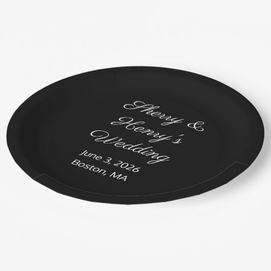 Sweet Letters Black Wedding Pappteller (Schrägansicht)