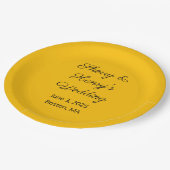 Sweet Letters Goldfarbene Hochzeit Pappteller (Schrägansicht)