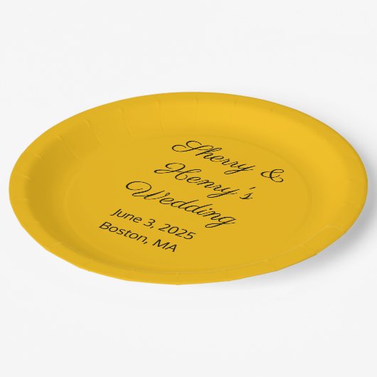 Sweet Letters Goldfarbene Hochzeit Pappteller (Schrägansicht)