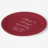 Sweet Letters Maroon Wedding Pappteller (Schrägansicht)