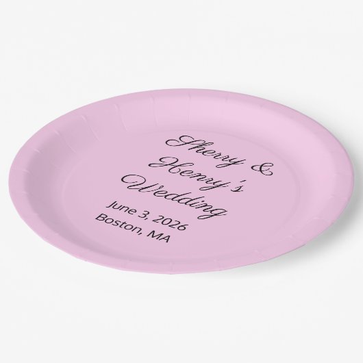 Sweet Letters Pink & Black Wedding Pappteller (Schrägansicht)