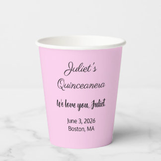 Sweet Letters: Rosa auf der schwarzen Quinceanera Pappbecher