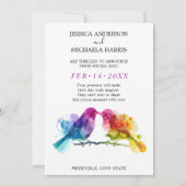 Sweet LGBTQ+ Rainbow Lovebirds Save The Date (Rückseite)