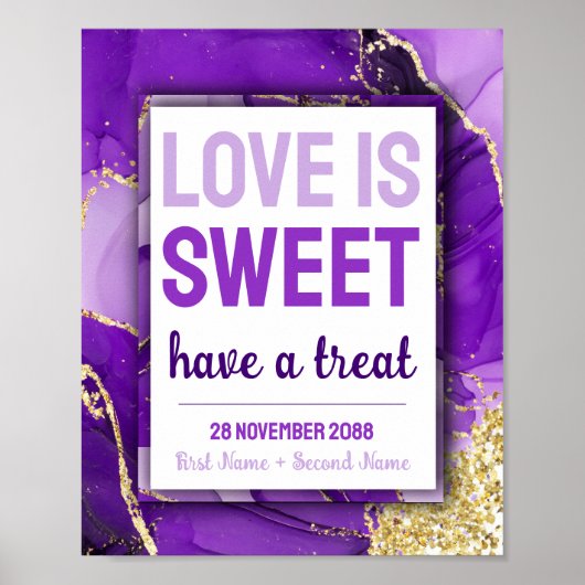 Sweet Liebe Bat Mitzvah Wedding Dessert Candy Bar Poster (Vorne)