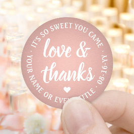 Sweet Liebe & Danke Rosa Rose Gold Imitate Foil Runder Aufkleber