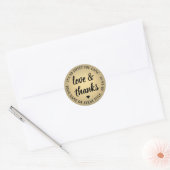 Sweet Liebe & Danke Script Black & Gold Imitate Fo Runder Aufkleber (Umschlag)