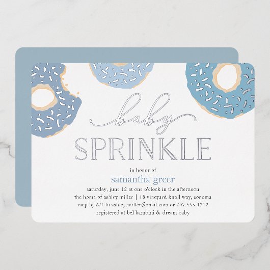 Sweet Liebe | Donut Baby Sprinkle Foil Einladung (Vorderseite/Rückseite)