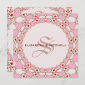 Sweet Liebe Hearts Lace Monogram Wedding Einladung (Vorne/Hinten)