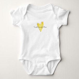 SWEET LIEBE MINE Yellow Watercolor Herz Kunst Baby Strampler