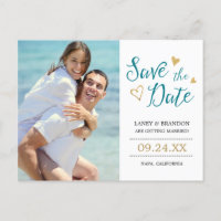 Sweet Liebe Save the Date Postkarte / Aquamarin un