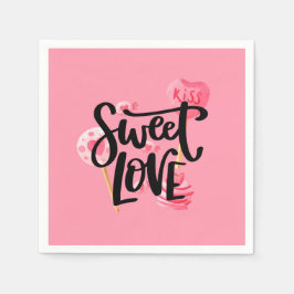 Sweet Liebe Valentine Typografie | Serviette