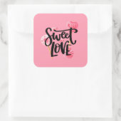 Sweet Liebe Valentine Typografie | SIEGEL Quadratischer Aufkleber (Tasche)