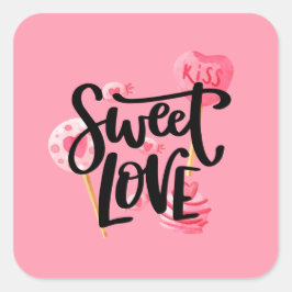 Sweet Liebe Valentine Typografie | SIEGEL Quadratischer Aufkleber