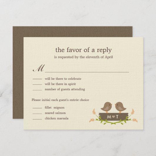 Sweet Liebe Wedding RSVP Card (Vorne/Hinten)