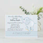 Sweet Light Blue Elephant Boy Baby Dusche Einladung (Stehend Vorderseite)