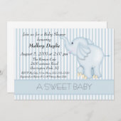Sweet Light Blue Elephant Boy Baby Dusche Einladung (Vorne/Hinten)