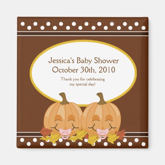 Sweet Lil Pumpkins Baby Dusche Magnet Gefallen (Vorne)