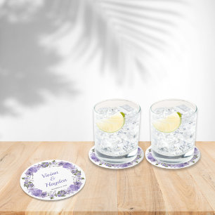 Sweet Lila Blumenhochzeit Runder Pappuntersetzer