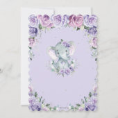 Sweet Lila Blüte Adorable Elefant Geburtstag Einladung (Rückseite)