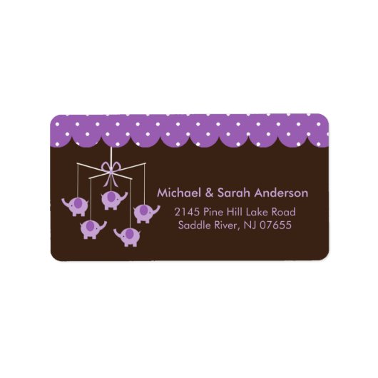 Sweet Lila Elephant Mobile Address Label Adressaufkleber (Vorne)