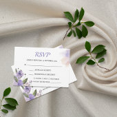 Sweet Lila Floral Wedding RSVP Card +Mahlzeit