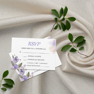Sweet Lila Floral Wedding RSVP Card +Mahlzeit Karte