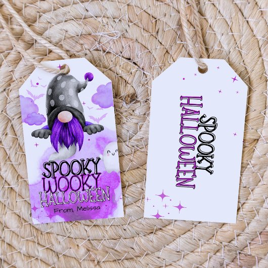 Sweet lila Gnome halloween trick oder treat Gefall Geschenkanhänger