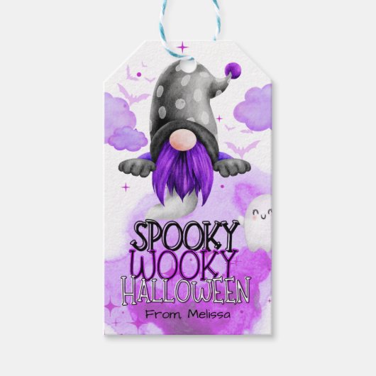 Sweet lila Gnome halloween trick oder treat Gefall Geschenkanhänger (Vorderseite)