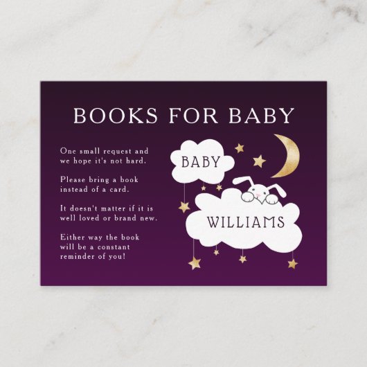 Sweet Lila Lullaby Book Request Baby Shower Begleitkarte (Vorderseite)