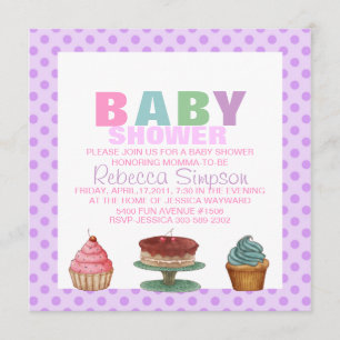 Sweet Lila Polka Dot Baby Dusche Einladung