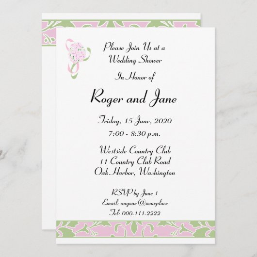 Sweet Lilac, Margarita Damask Brautparty Einladung (Vorne/Hinten)