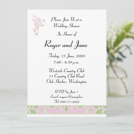 Sweet Lilac, Margarita Damask Brautparty Einladung (Stehend Vorderseite)