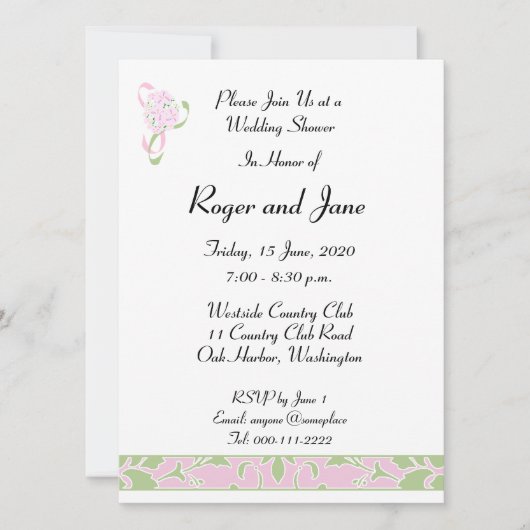 Sweet Lilac, Margarita Damask Brautparty Einladung (Vorderseite)