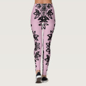 Sweet Lilac mit Black Damask Muster Athletic Leggings (Rückseite)