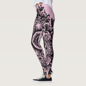 Sweet Lilac mit Black Damask Muster Athletic Leggings (Links)