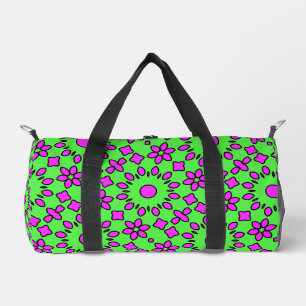 Sweet Lime Green & Lila Floral Muster Duffle Bag