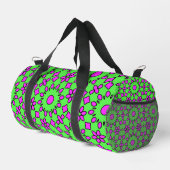Sweet Lime Green & Lila Floral Muster Duffle Bag (Rechte Ecke)