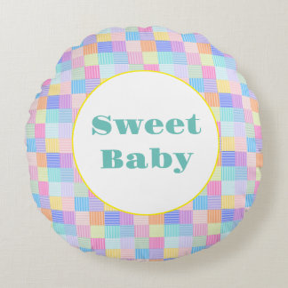 Sweet Line Squares Rundes Kissen