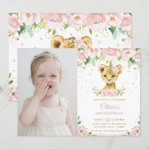 Sweet Lion Cub Blush Pink Floral Geburtstags-Foto