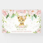 Sweet Lion Cub Blush Pink Floral Hintergrund Willk Banner (Horizontal)
