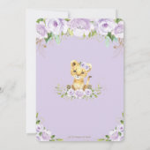 Sweet Lion Cub Lila Floral Girl Babydusche Einladung (Rückseite)