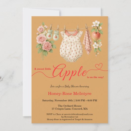 Sweet Little Apple Baby Shower | Fall Rustic Baby Einladung (Vorderseite)