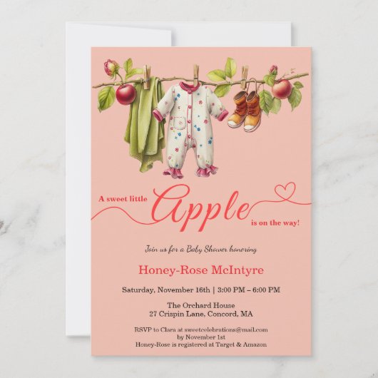 Sweet Little Apple Baby Shower | Fall Rustic Baby Einladung (Vorderseite)